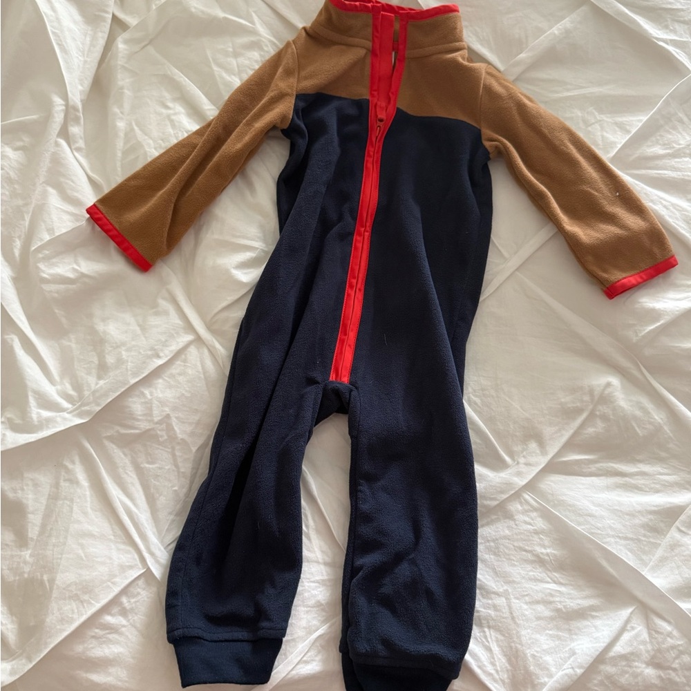 Kids One Piece in Navy and Brown with Red Accents